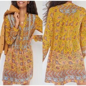 Anthropologie Tiny shirt boho golden yellow dress. Medium